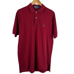 Polo Ralph‎ Lauren Men's Short Sleeves Classic Burgundy 100% Cotton Shirt Size M